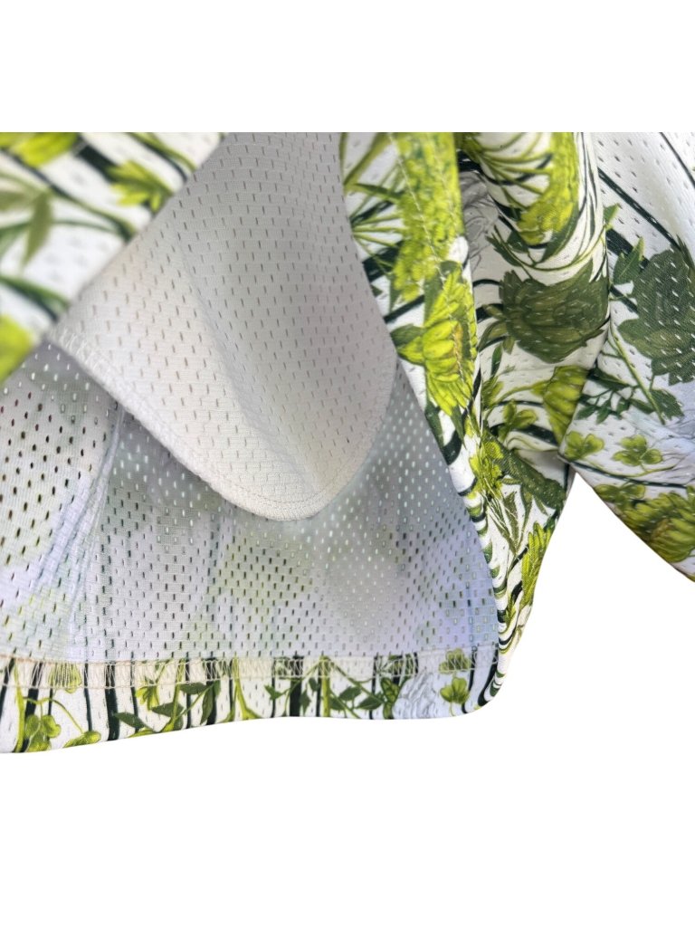 Ryoko Rain Mens Mesh Shorts Floral Stripe Drawstring White Green Size M — image 3 of 8